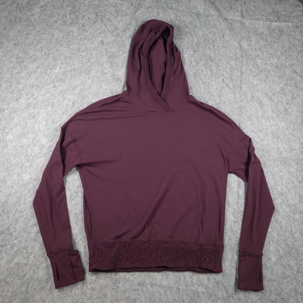 Lululemon Hoodie Women 6 Purple‎ Lead The Pack Smocked Hem Black Cherry Top Run